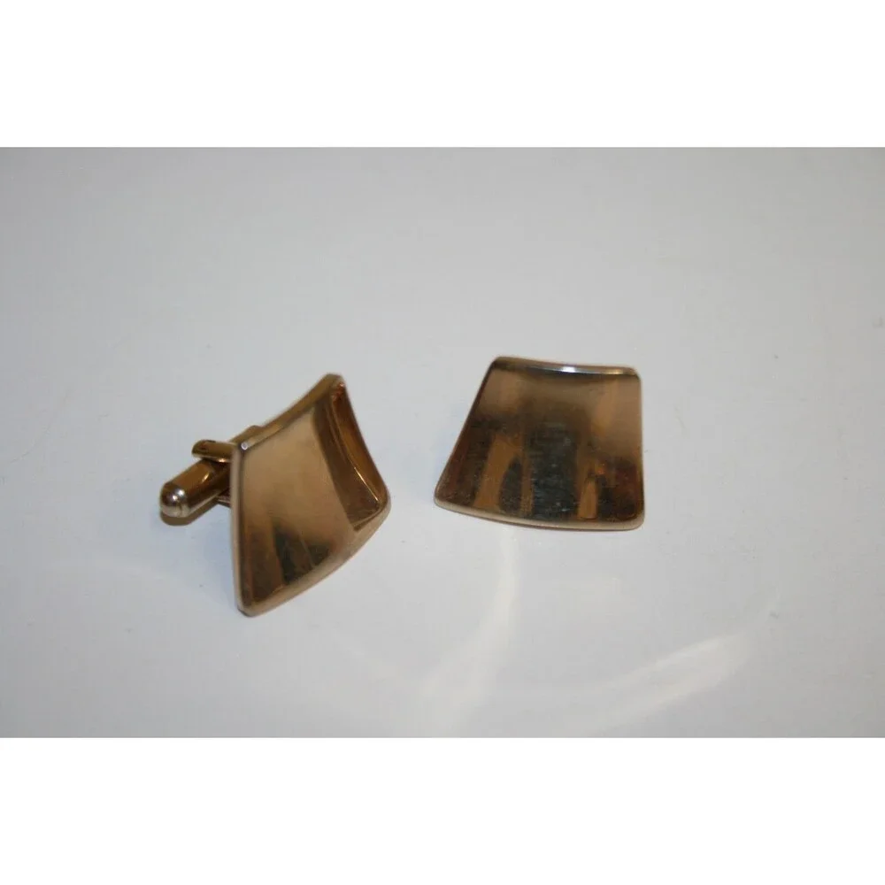 Nice Vintage Mid Century Modern Hickok Golden Brass Men's Dress Cufflinks
